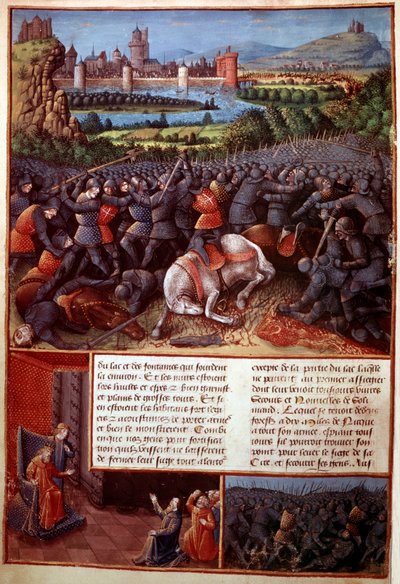 Battle scene, from Passages faits Outremer written by Sebastian Marmoret, c.1490 by French School